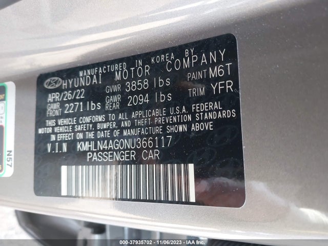 Hyundai ELANTRA SEL 2022 KMHLN4AG0NU366117 Image 9