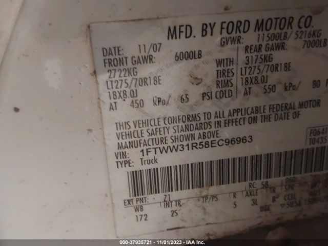 2008 FORD SUPER DUTY F-350 SRW 1FTWW31R58EC96963 Photo 8