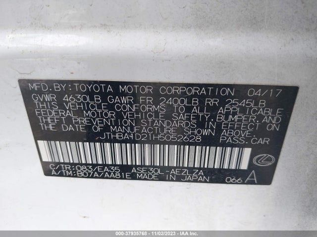 2017 LEXUS IS JTHBA1D21H5052628 Photo 8