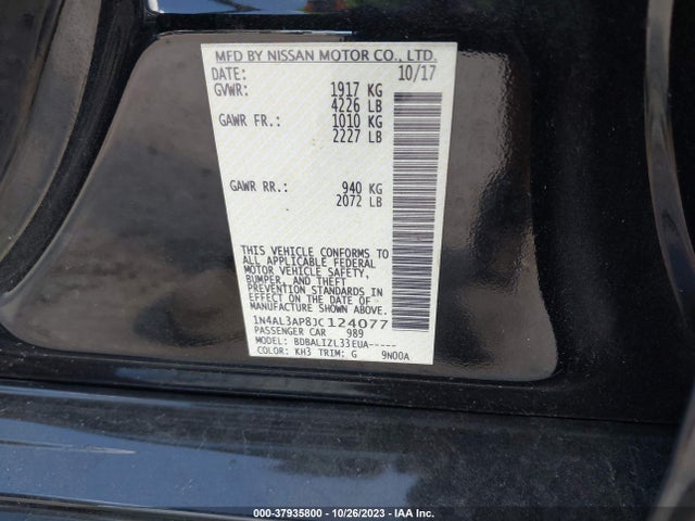 2018 NISSAN ALTIMA 2.5 SV VIN: 1N4AL3AP8JC124077