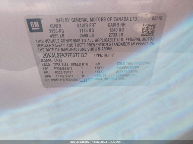 2GKALSEK2F6377127 GMC Terrain Slt
