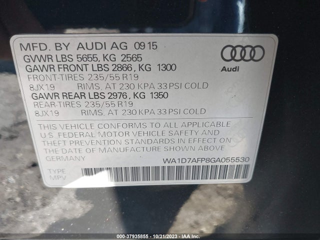 WA1D7AFP8GA055530 Audi Q5 3.0t Premium Plus
