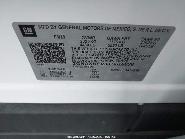Chevrolet EQUINOX LS 2019 3GNAXHEV3KS616636 Image 9