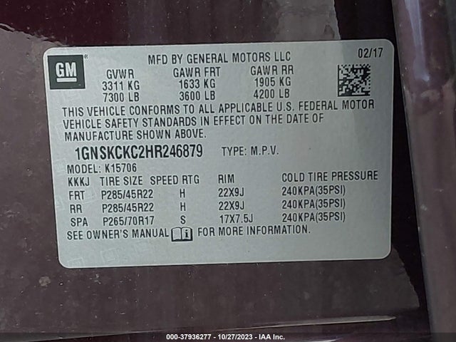 Chevrolet Tahoe Premier 2017 1GNSKCKC2HR246879 Image 9