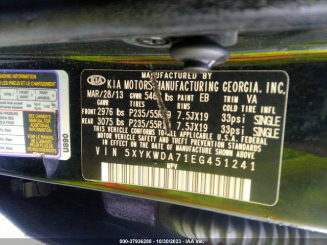 5XYKWDA71EG451241 KIA Sorento Sx Limited