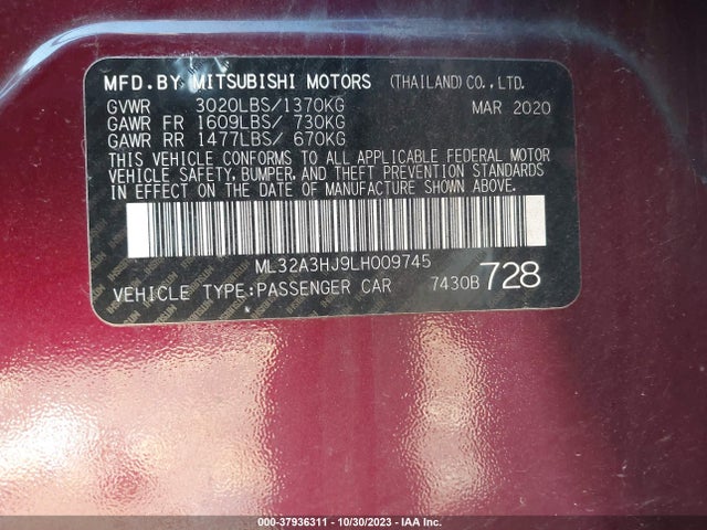 Mitsubishi Mirage Se/es 2020 ML32A3HJ9LH009745 Image 9