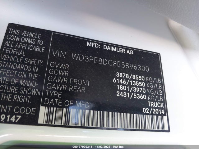 2014 MERCEDES-BENZ SPRINTER CARGO VANS VIN: WD3PE8DC8E5896300