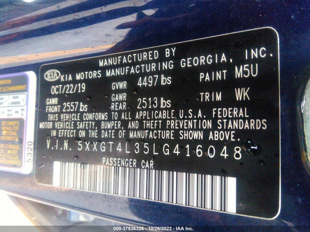KIA Optima S 2020 5XXGT4L35LG416048 Image 9