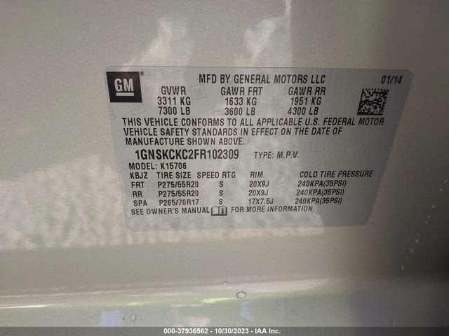 Chevrolet Tahoe Ltz 2015 1GNSKCKC2FR102309 Image 9