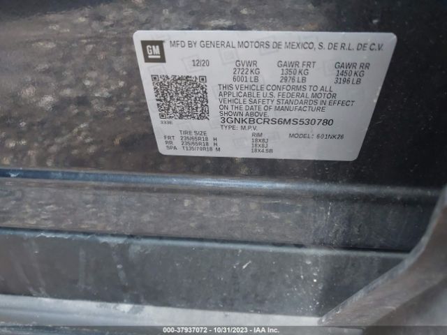 3GNKBCRS6MS530780 Chevrolet Blazer Lt