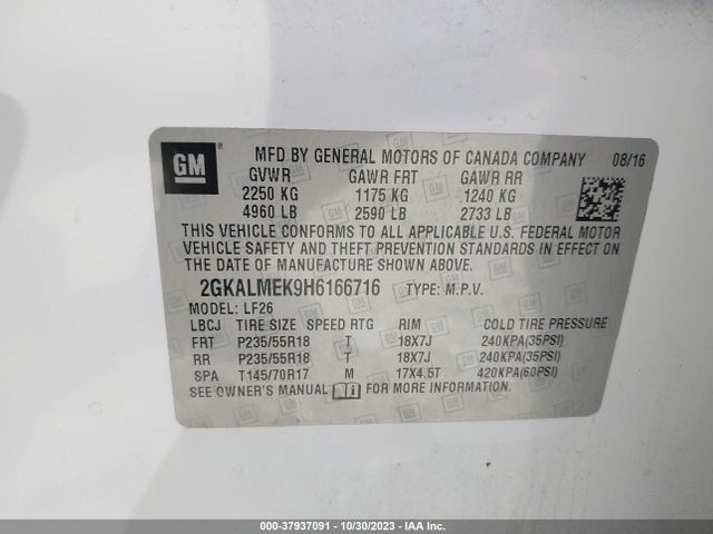 GMC Terrain Sle-1 2017 2GKALMEK9H6166716 Image 9