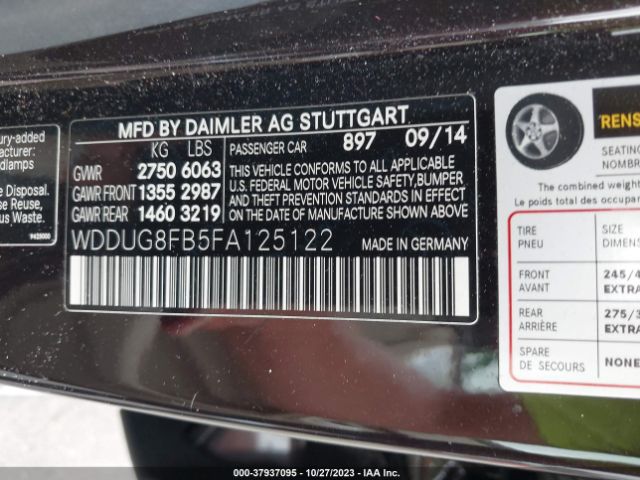2015 MERCEDES-BENZ S-CLASS WDDUG8FB5FA125122 Photo 8