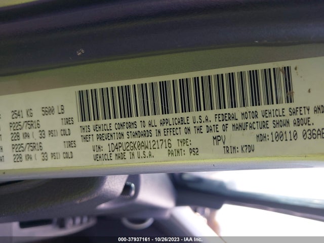 2010 DODGE NITRO SE VIN: 1D4PU2GK0AW121716