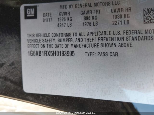 1G6AB1RX5H0183995 Cadillac ATS LUXURY