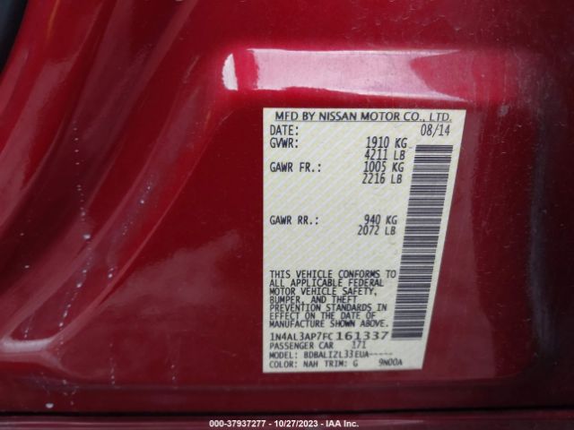1N4AL3AP7FC161337 Nissan Altima 2.5 Sv
