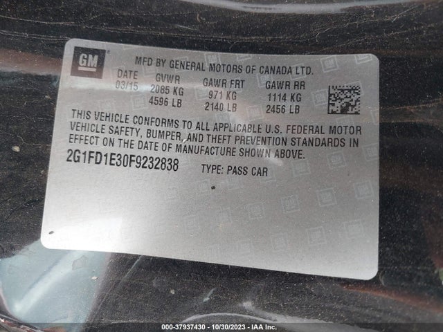 Chevrolet Camaro 1lt 2015 2G1FD1E30F9232838 Image 9