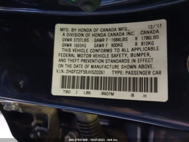 2HGFC2F59JH520261 Honda Civic Sedan Lx