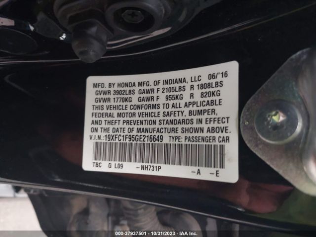 19XFC1F95GE216649 Honda Civic Sedan Touring