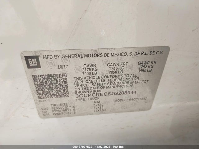 2018 CHEVROLET SILVERADO 1500 1LT VIN: 3GCPCREC6JG208944