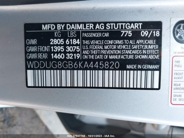 WDDUG8GB6KA445820 Mercedes-Benz S-class S 560