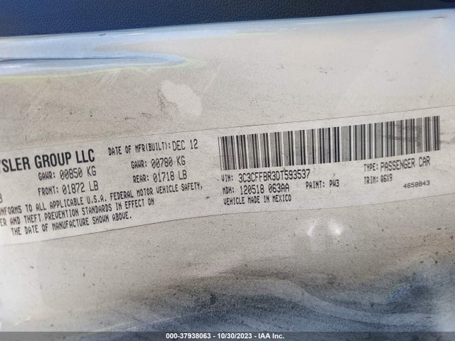 2013 FIAT 500 3C3CFFBR3DT593537 Photo 8