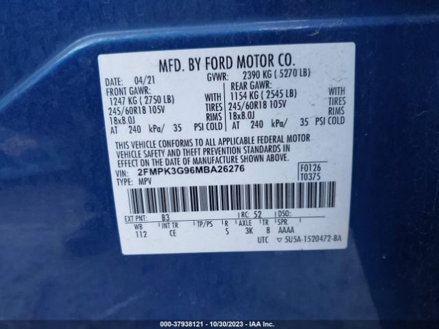 2021 FORD EDGE 2FMPK3G96MBA26276 Photo 8