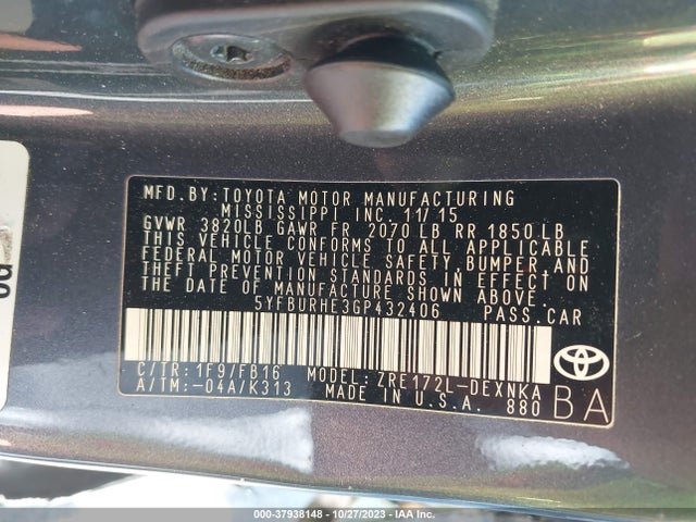 Toyota Corolla Le Plus 2016 5YFBURHE3GP432406 Image 9