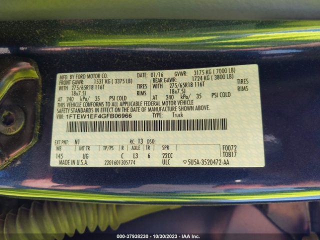 1FTEW1EF4GFB06966 Ford F-150 Xlt/xl/lariat/platinum