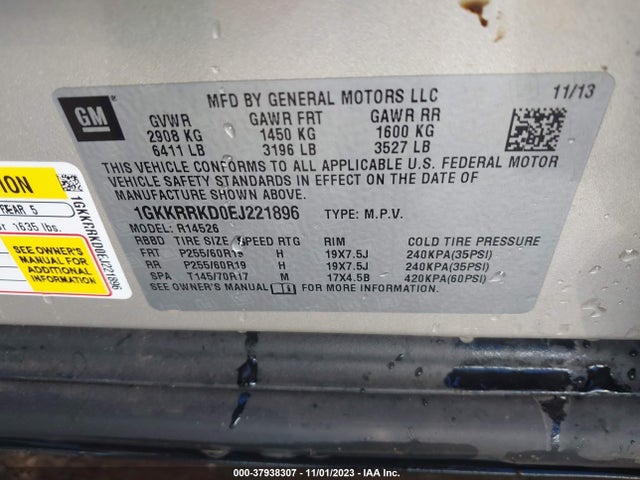 GMC ACADIA SLT 2014 1GKKRRKD0EJ221896 Image 9