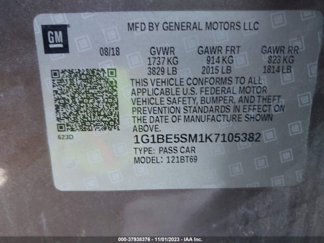 Chevrolet CRUZE LT 2019 1G1BE5SM1K7105382 Image 9
