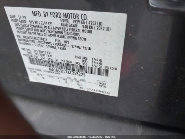 2019 FORD ECOSPORT MAJ6S3JLXKC258225 Photo 8