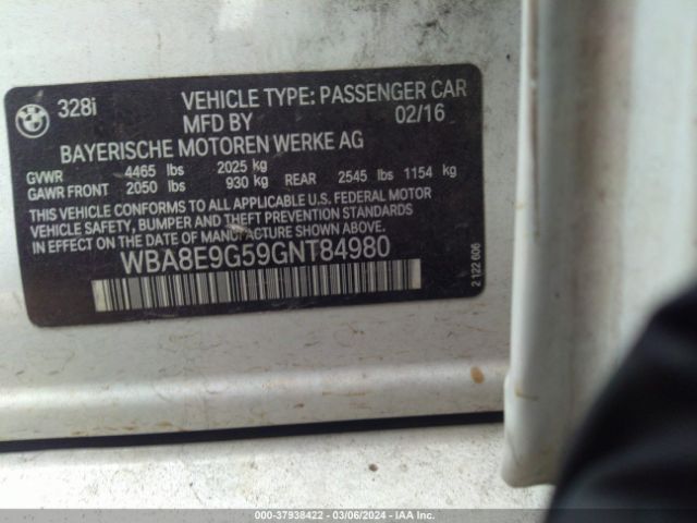 WBA8E9G59GNT84980 BMW 328I