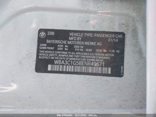 WBA3C1G58ENR49671 BMW 3 Series 328i
