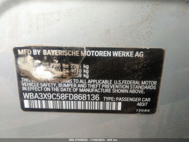 2015 BMW 335I GRAN TURISMO WBA3X9C58FD868136 Photo 8