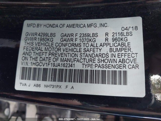 Honda ACCORD LX 2018 1HGCV1F19JA162341 Image 9