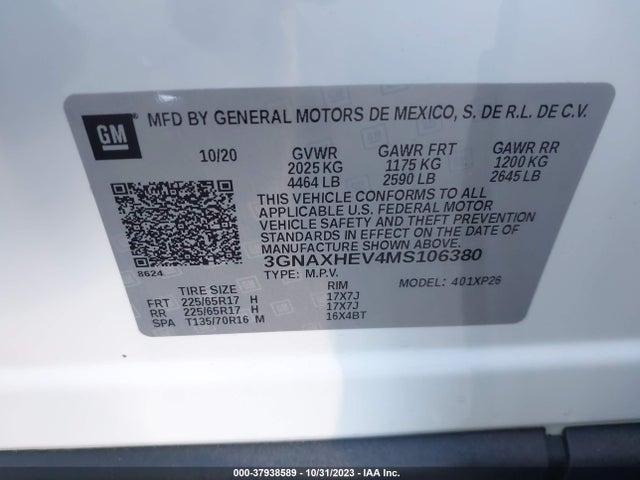Chevrolet EQUINOX LS 2021 3GNAXHEV4MS106380 Image 9