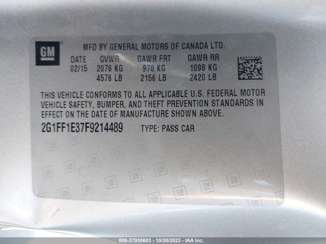 Chevrolet Camaro 2lt 2015 2G1FF1E37F9214489 Image 9