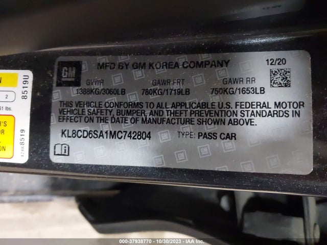 Chevrolet Spark Fwd 1lt Automatic 2021 KL8CD6SA1MC742804 Image 9