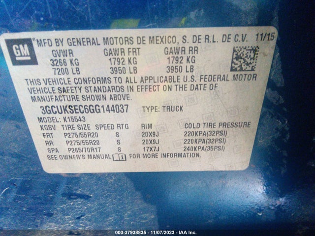 Chevrolet Silverado 1500 Ltz 2016 3GCUKSEC6GG144037 Image 9