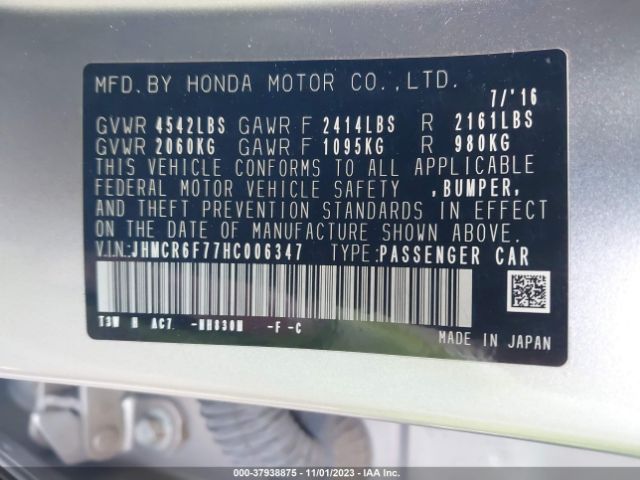 JHMCR6F77HC006347 Honda Accord Hybrid Touring