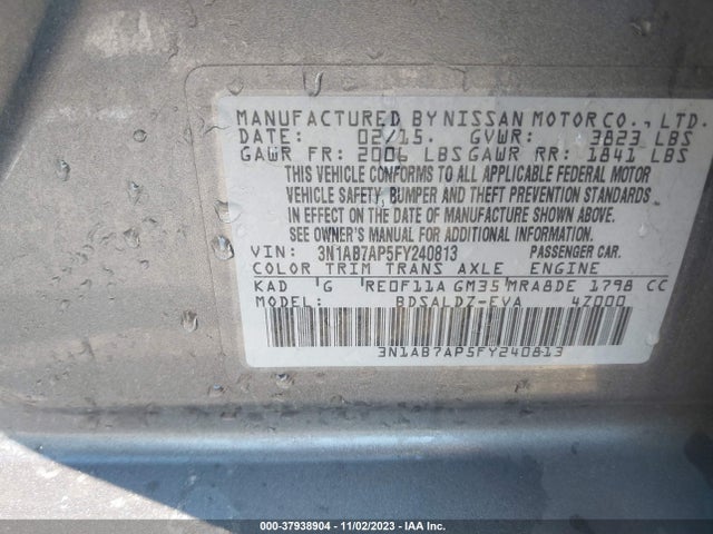 2015 NISSAN SENTRA FE+ S/S/SV/SR/SL VIN: 3N1AB7AP5FY240813