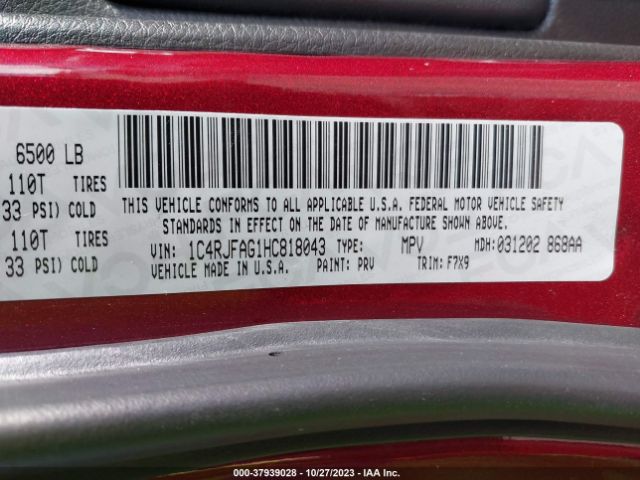 2017 JEEP GRAND CHEROKEE 1C4RJFAG1HC818043 Photo 8