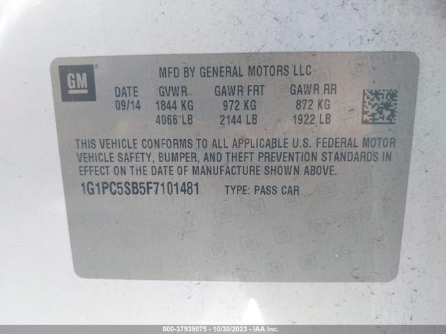 Chevrolet CRUZE LT 2015 1G1PC5SB5F7101481 Image 9