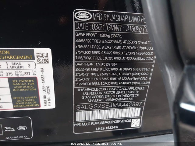 Land Rover Range Rover P525 Westminster 2021 SALGS2SE4MA442897 Image 9