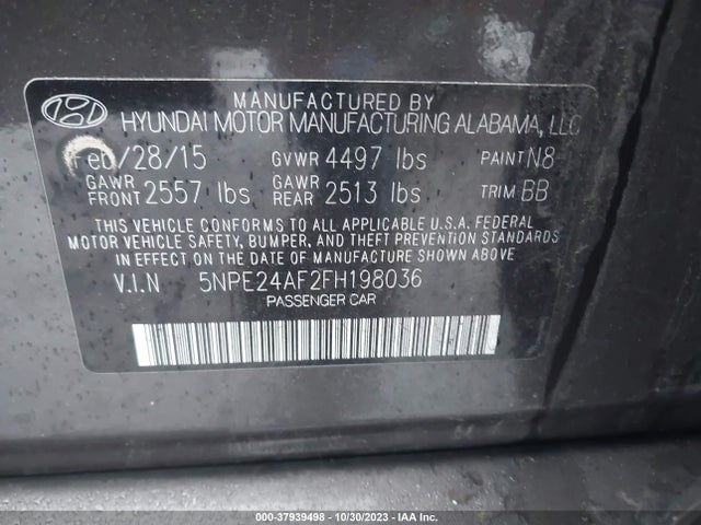 Hyundai SONATA SE 2015 5NPE24AF2FH198036 Image 9