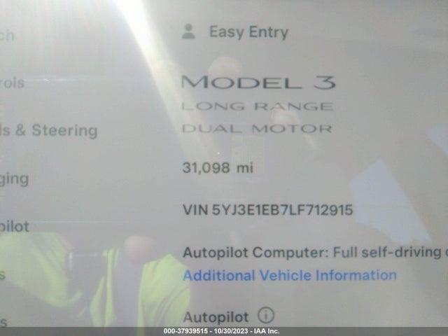 Tesla Model 3 Long Range Dual Motor 2020 5YJ3E1EB7LF712915 Image 15