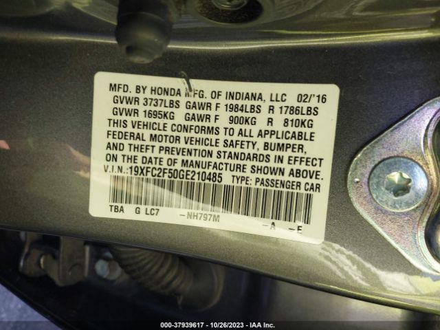 19XFC2F50GE210485 Honda Civic Sedan Lx