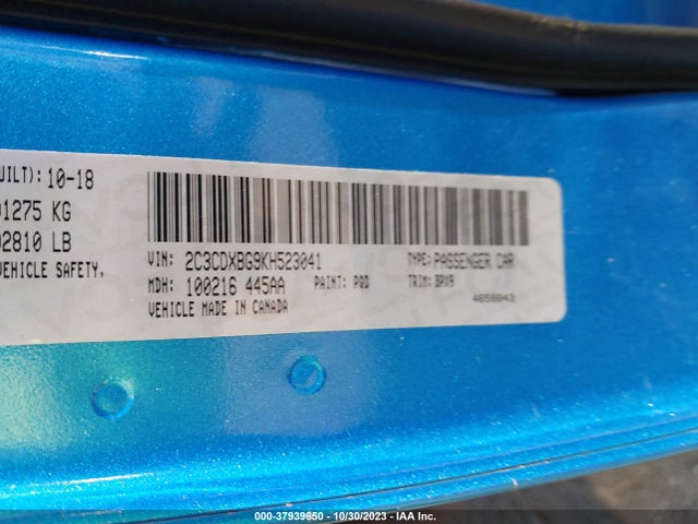 Dodge Charger Sxt Rwd 2019 2C3CDXBG9KH523041 Image 9