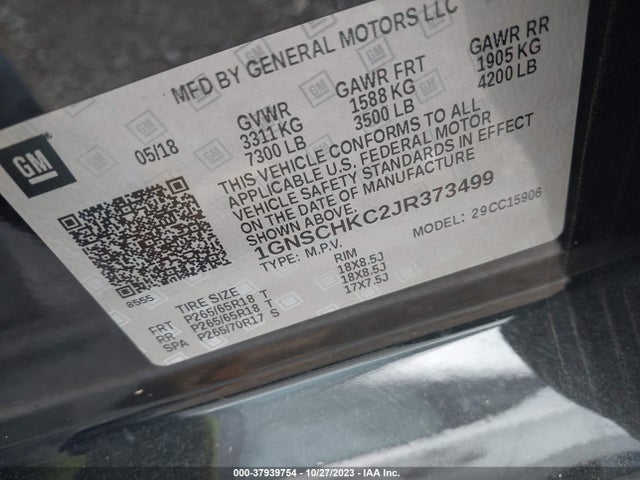 Chevrolet Suburban Lt 2018 1GNSCHKC2JR373499 Image 9
