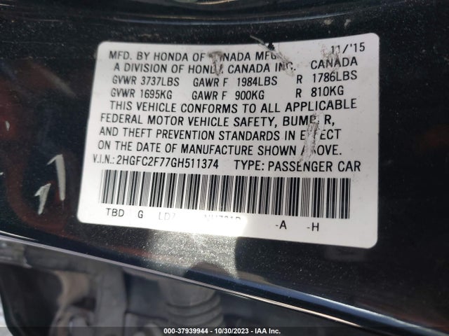 Honda Civic Sedan Ex 2016 2HGFC2F77GH511374 Image 9